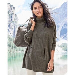 Garnet Hill Wool Cashmere Oversized Turtleneck Sweater Brown Sz XS